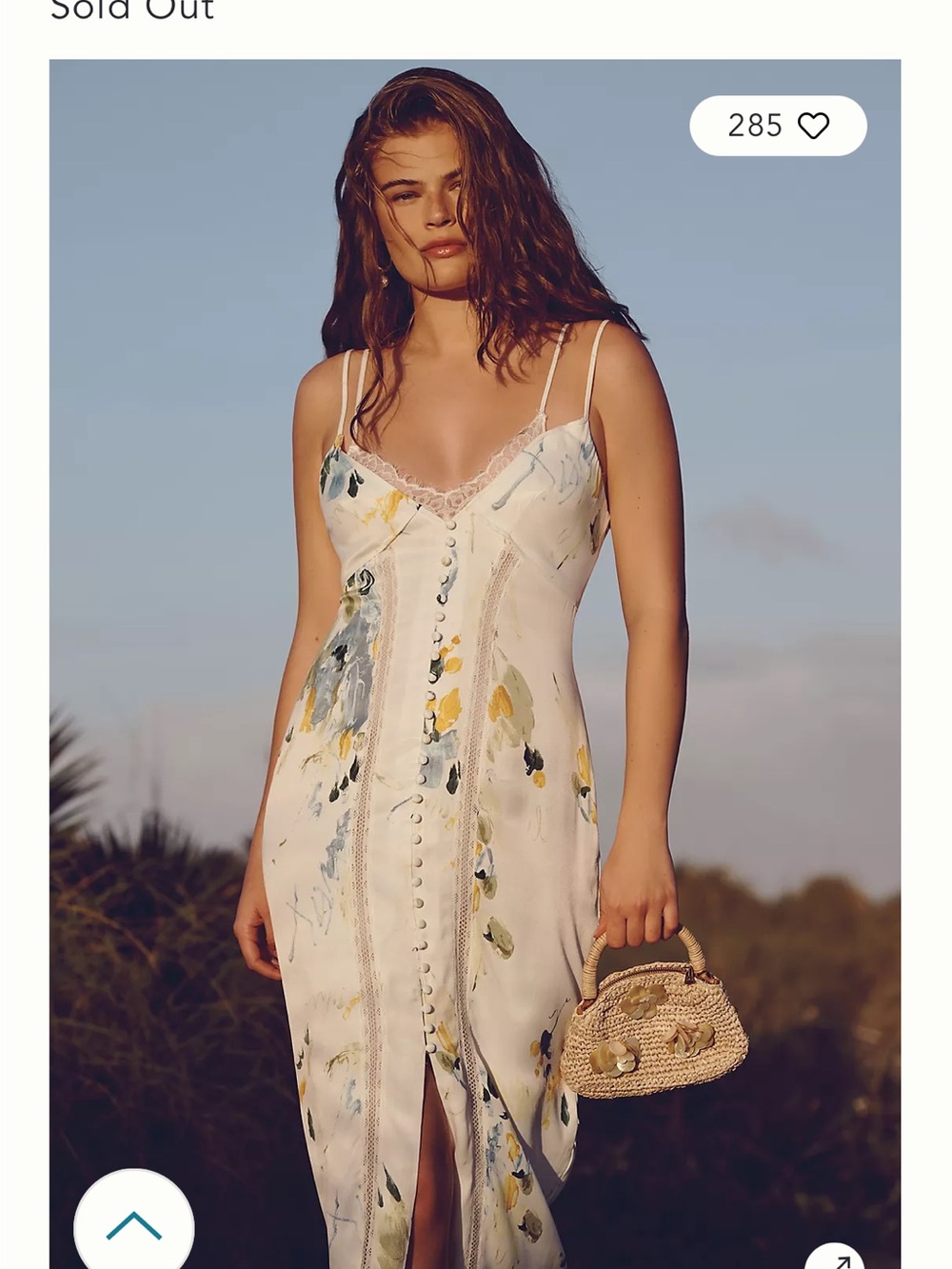 Floral Lace-Trim Slip Dress in Ivory
